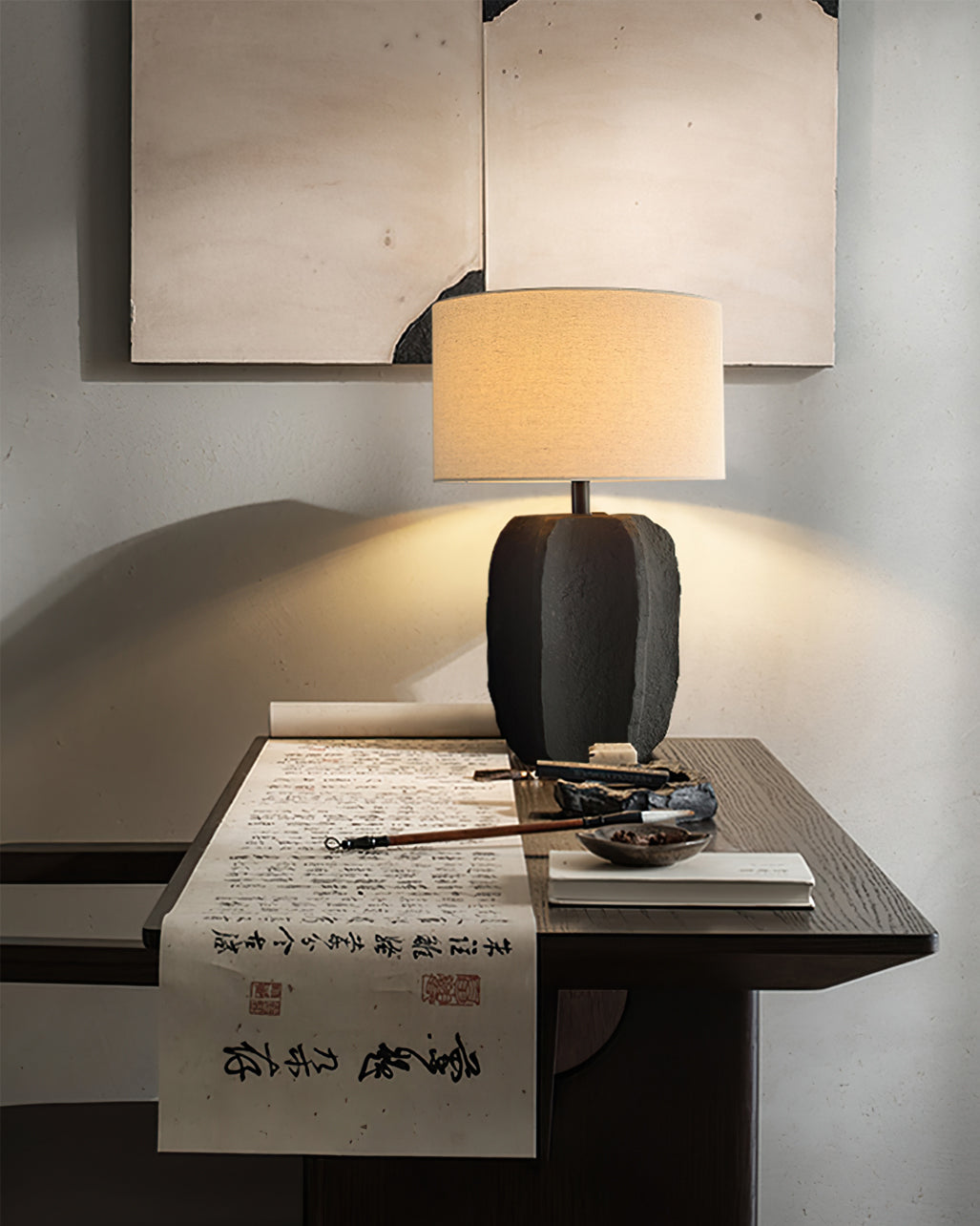 Lampe de Table Contemporaine en Céramique - Élégance et Lumière Chaleureuse