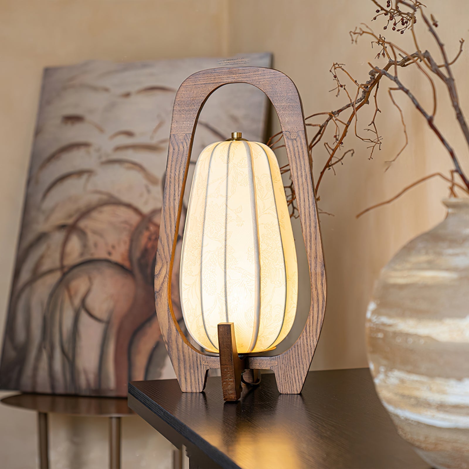 Lampe de Table Élégante en Bois - Artisanat Traditionnel et Éclairage Ambiant