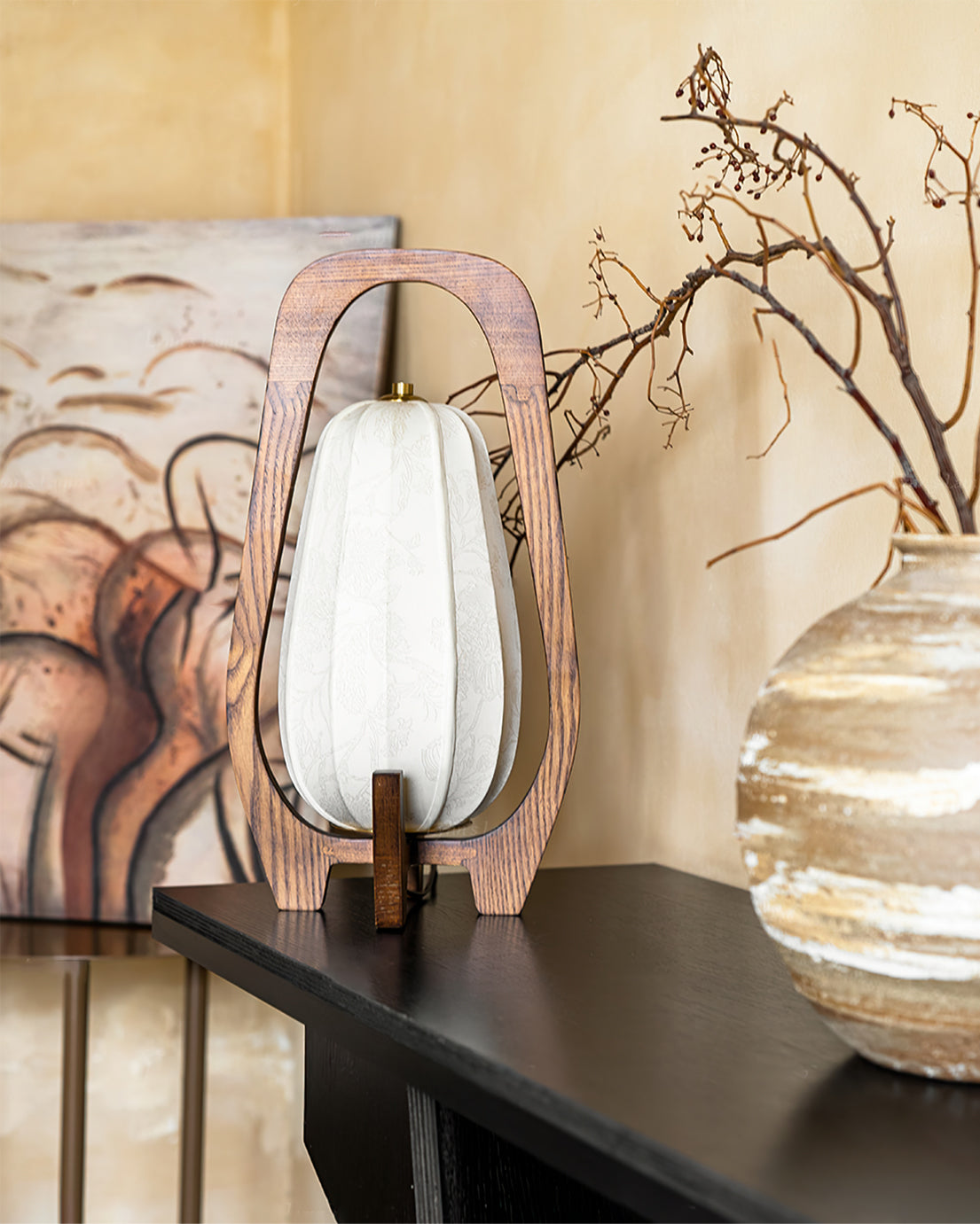 Lampe de Table Élégante en Bois - Artisanat Traditionnel et Éclairage Ambiant