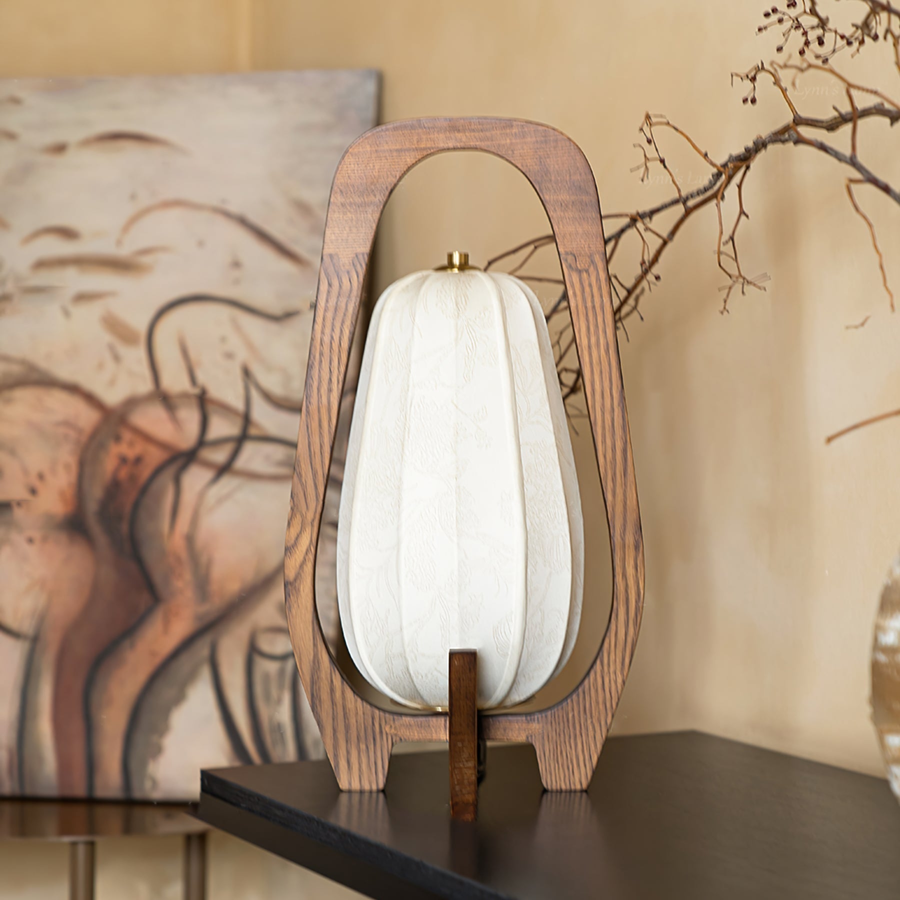 Lampe de Table Élégante en Bois - Artisanat Traditionnel et Éclairage Ambiant