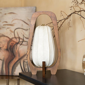 Lampe de Table Élégante en Bois - Artisanat Traditionnel et Éclairage Ambiant