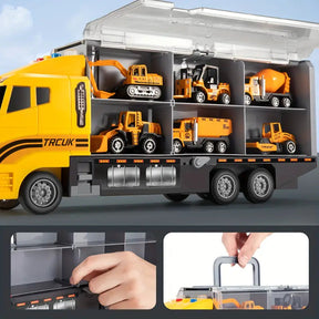 Jeu de Véhicules de Construction Mini - Camions et Machinerie avec Boîte de Rangement