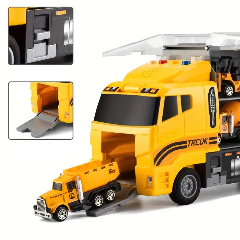 Jeu de Véhicules de Construction Mini - Camions et Machinerie avec Boîte de Rangement