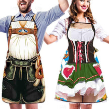 Tabliers Traditionnels Oktoberfest pour Couples - Designs Amusants de Dirndl et Lederhosen