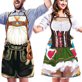 Tabliers Traditionnels Oktoberfest pour Couples - Designs Amusants de Dirndl et Lederhosen