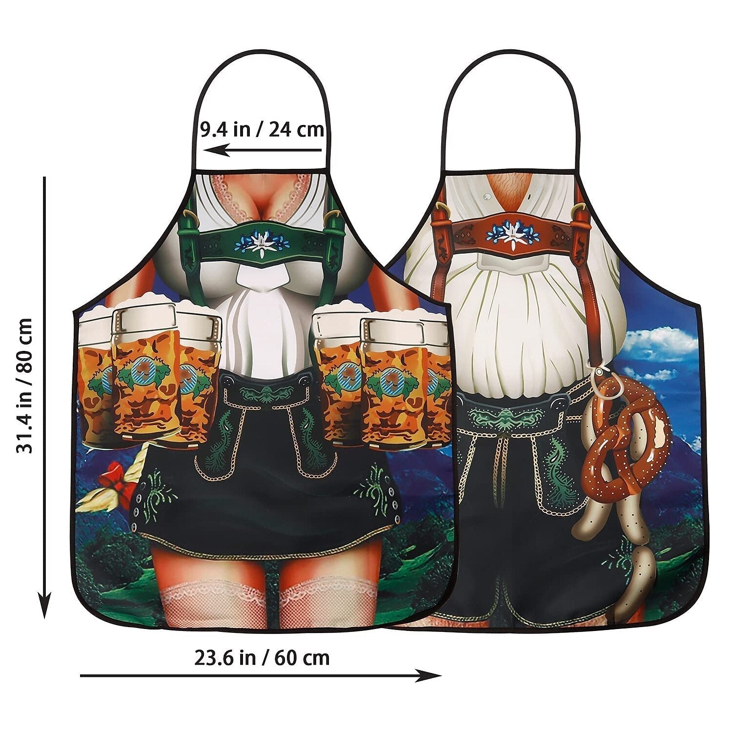 Tabliers Traditionnels Oktoberfest pour Couples - Designs Amusants de Dirndl et Lederhosen