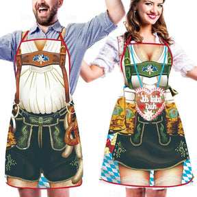 Tabliers Traditionnels Oktoberfest pour Couples - Designs Amusants de Dirndl et Lederhosen