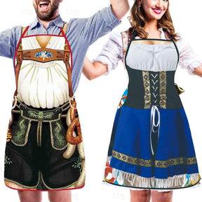 Tabliers Traditionnels Oktoberfest pour Couples - Designs Amusants de Dirndl et Lederhosen
