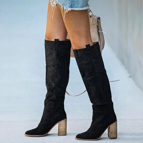 Bottes à Talon Bloc Grises - Style Western Chic et Confort Optimal