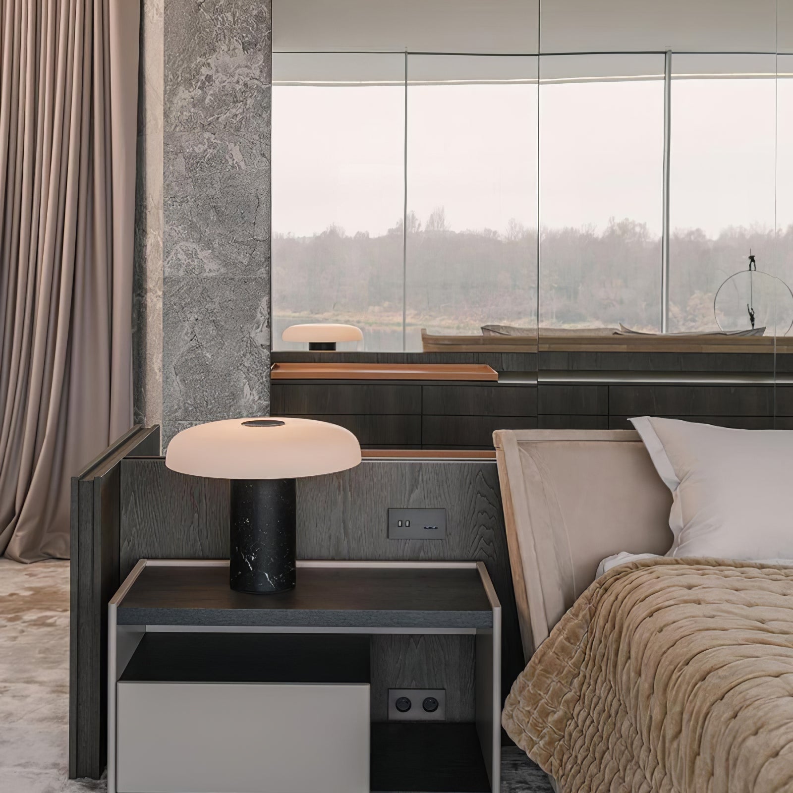 Lampe de Bureau Élégante en Marbre - Design Luxueux et Éclairage Ambiant