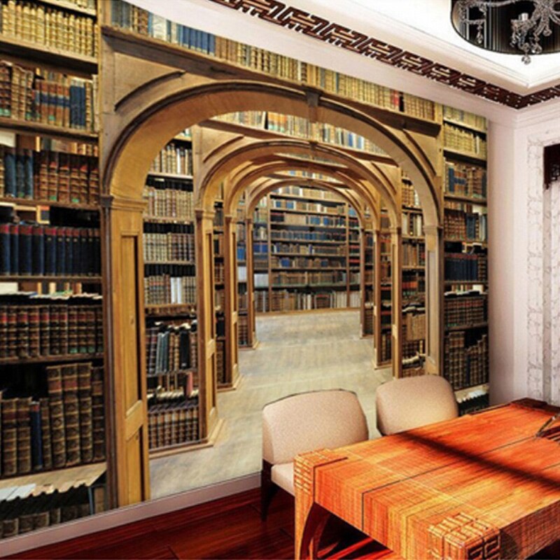 Trompe L'oeil Library Wallpaper