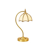 Lampe de Table en Laiton et Verre - Design Élégant en Forme de Parapluie