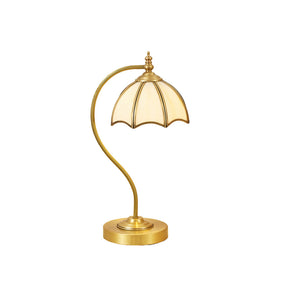 Lampe de Table en Laiton et Verre - Design Élégant en Forme de Parapluie