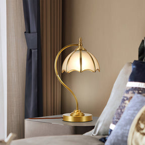 Lampe de Table en Laiton et Verre - Design Élégant en Forme de Parapluie