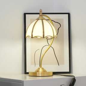 Lampe de Table en Laiton et Verre - Design Élégant en Forme de Parapluie