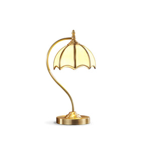 Lampe de Table en Laiton et Verre - Design Élégant en Forme de Parapluie