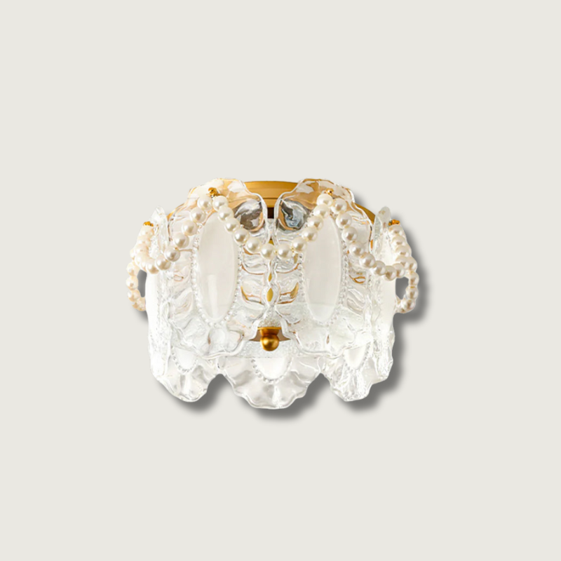 Lampe de Plafond en Verre Sculpté - Pétales Élégants et Ambiance Chaleureuse