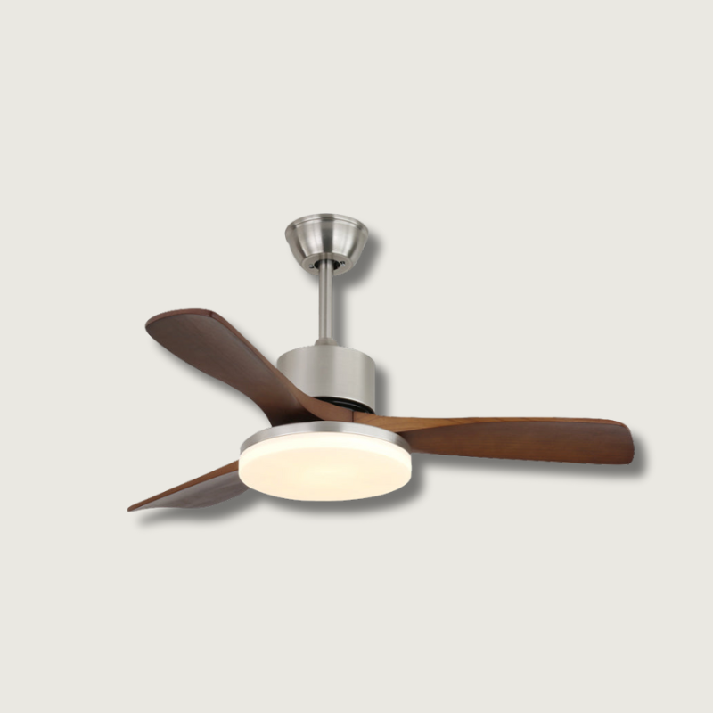 Ventilateur de Plafond en Bois - Élégance Naturelle et Éclairage Doux