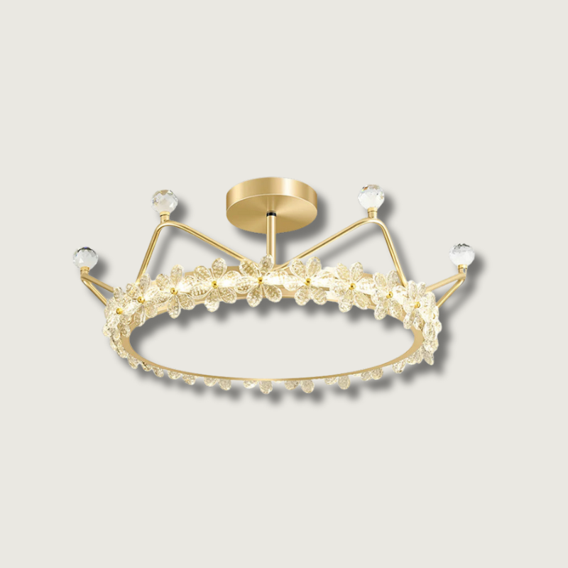Lampe de Plafond Couronne Élégante - Éclairage Cristallin et Atmosphère Luxueuse