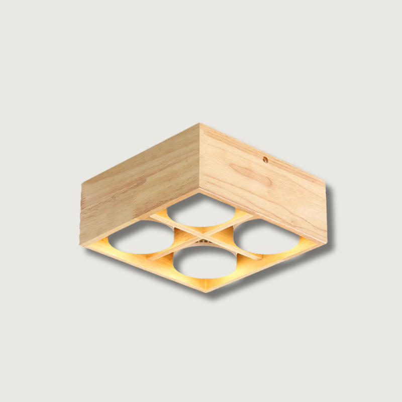 Lampe de Plafond en Bois - Éclairage Chaleureux et Économe en Énergie