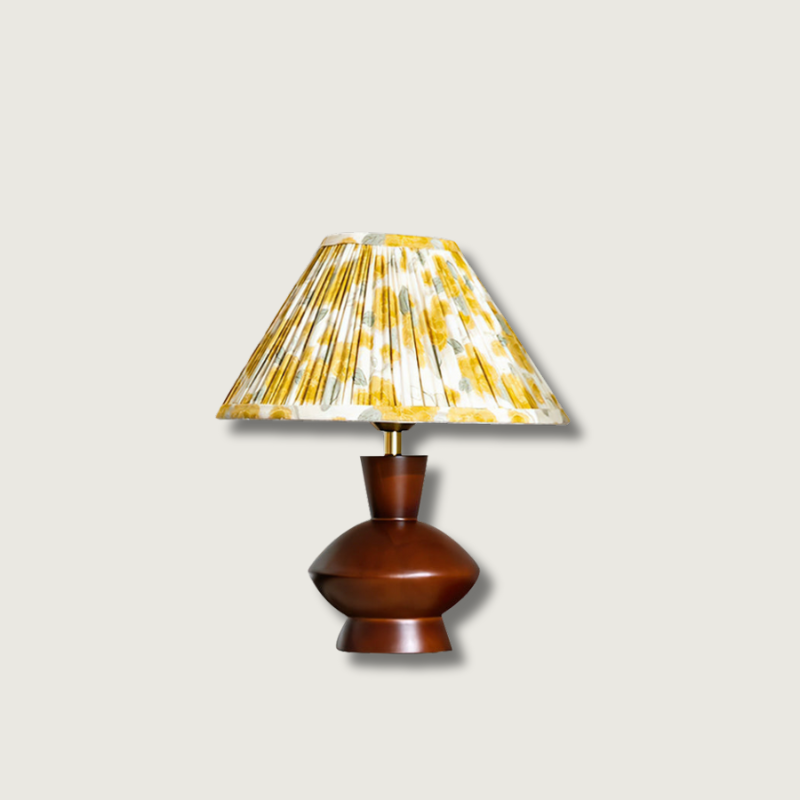 Lampe de Bureau Élégante en Bois - Abat-Jour en Forme de Fleur