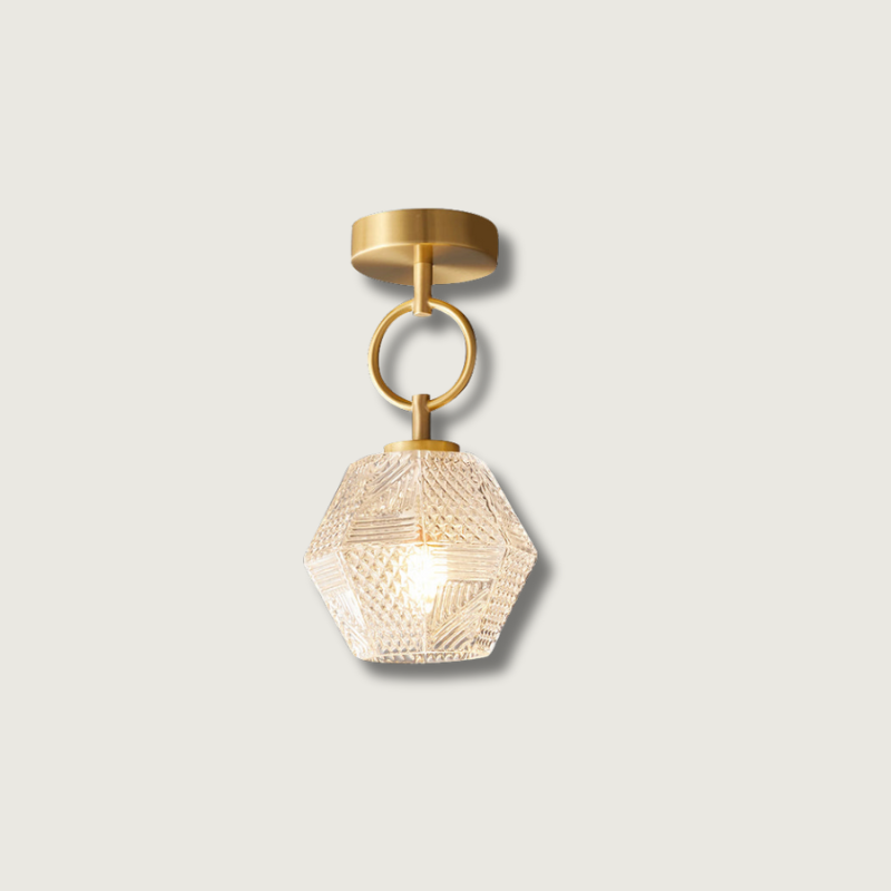 Lampe de Plafond Art Déco - Élégance et Luxe en Verre et Laiton