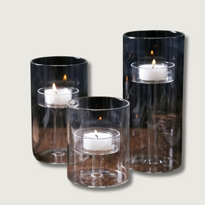Bougeoirs en Verre Transparent - Ensemble Élégant pour Ambiance Chaleureuse