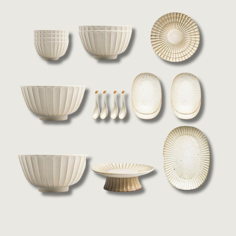 Ensemble de Dîner en Grès - 21 Pièces Élégantes et Durables