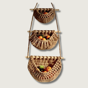 Panier Mural Tissé avec Crochets - Style Bohème et Rangement Pratique