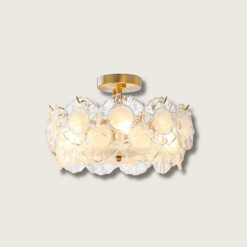 Plafonnier en Verre Chic - Éclairage Cosy avec Motifs Floraux