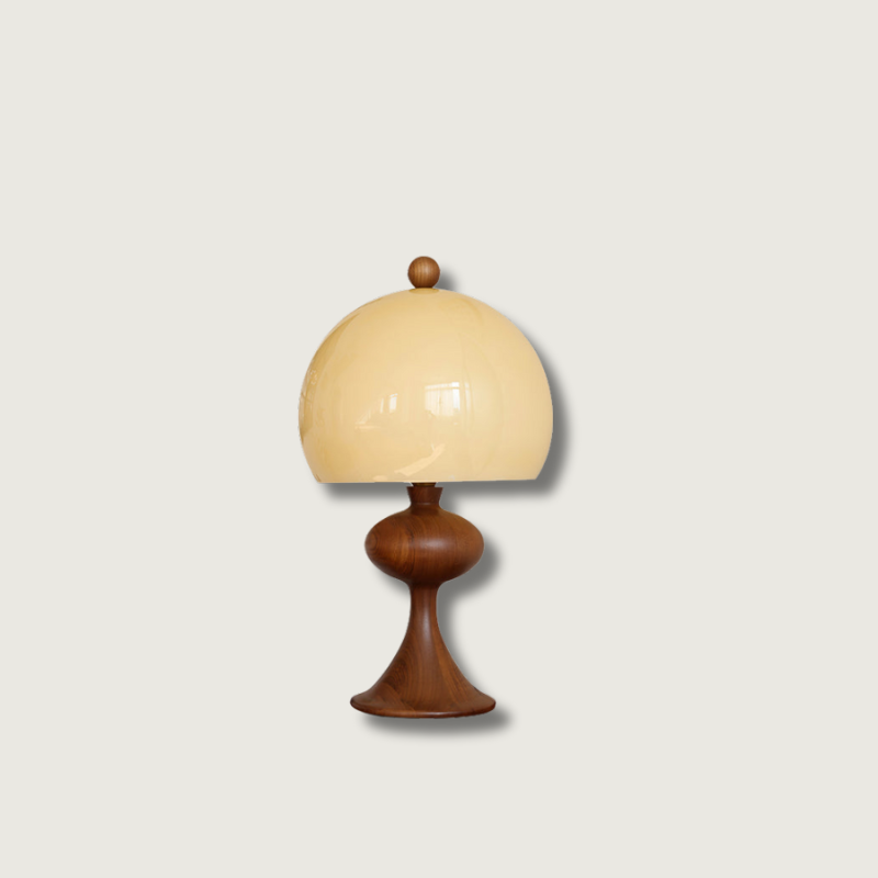 Lampe de Table en Verre et Bois - Éclairage Ambiant au Design Minimaliste