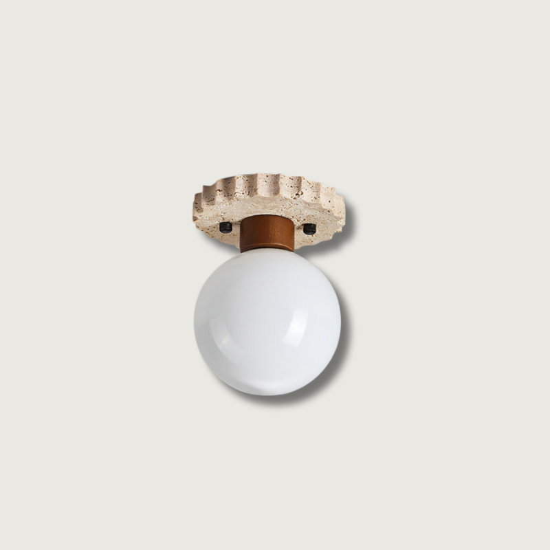Éclairage de Plafond Moderne - Design Élégant en Verre et Travertin