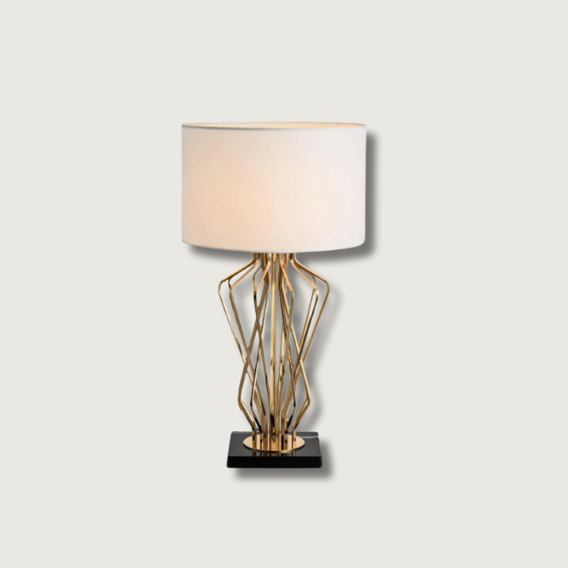 Lampe de Table Élégante en Métal - Design Raffiné avec Abat-jour en Lin