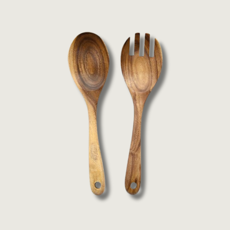 Ustensiles de Service à Salade en Bois - Élégants et Durables pour Vos Repas