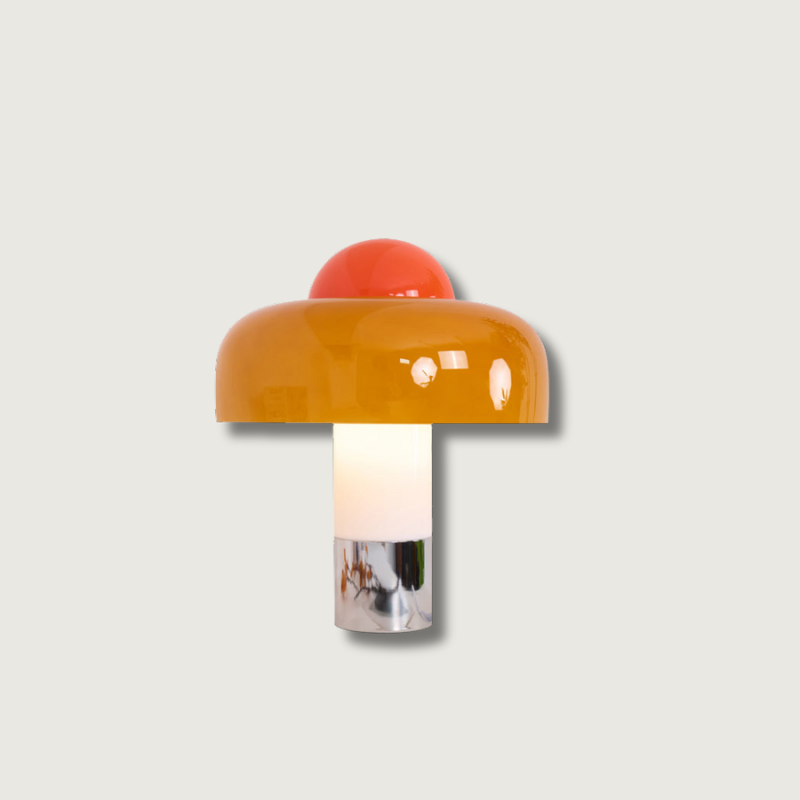 Lampe de Table Design Moderne - Abat-jour en Verre Orange Élégant