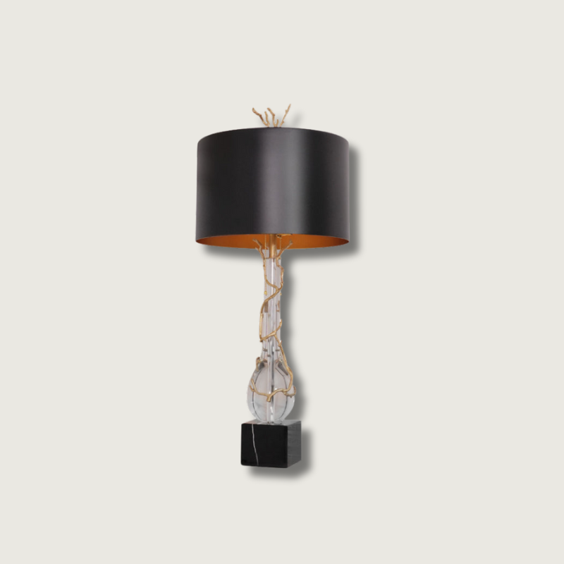Lampe de Bureau en Marbre Noir - Design Unique et Élégance Naturelle