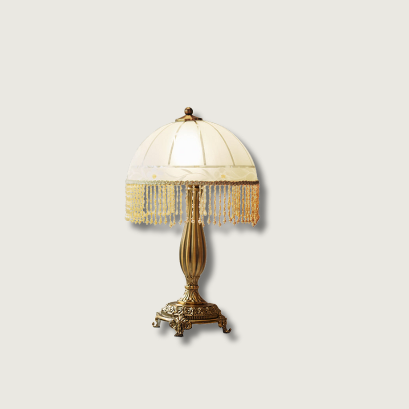 Lampe de Table Élégante en Laiton - Design Chic avec Gland en Fleur