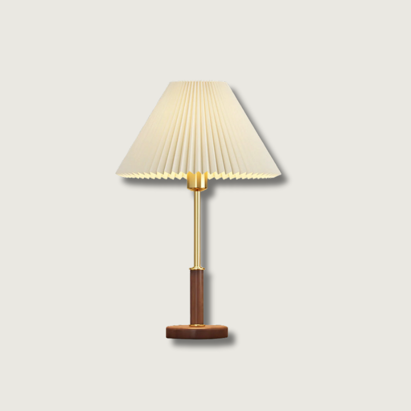 Lampe de Table Élégante en Métal - Abat-jour Plissé et Design Rétro