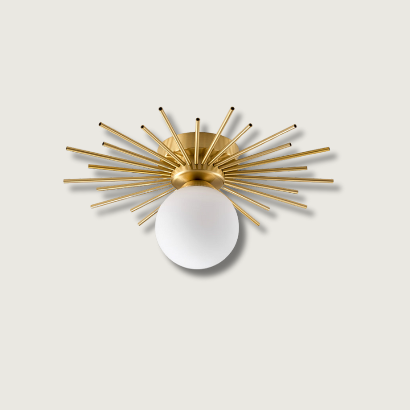 Éclairage de Plafond Élégant - Design Unique en Laiton et Verre