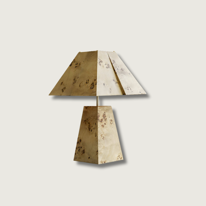 Lampe de Table en Bois Naturel - Design Géométrique et Éclairage Chaleureux