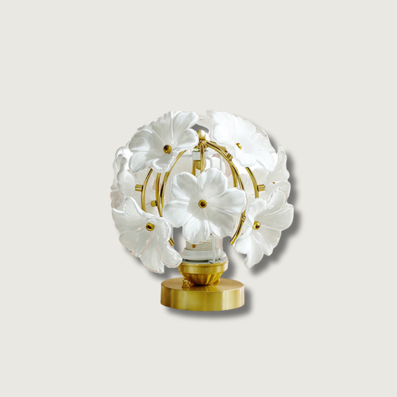 Lampe d'Accent Florale Élégante - Design Raffiné en Métal et Verre