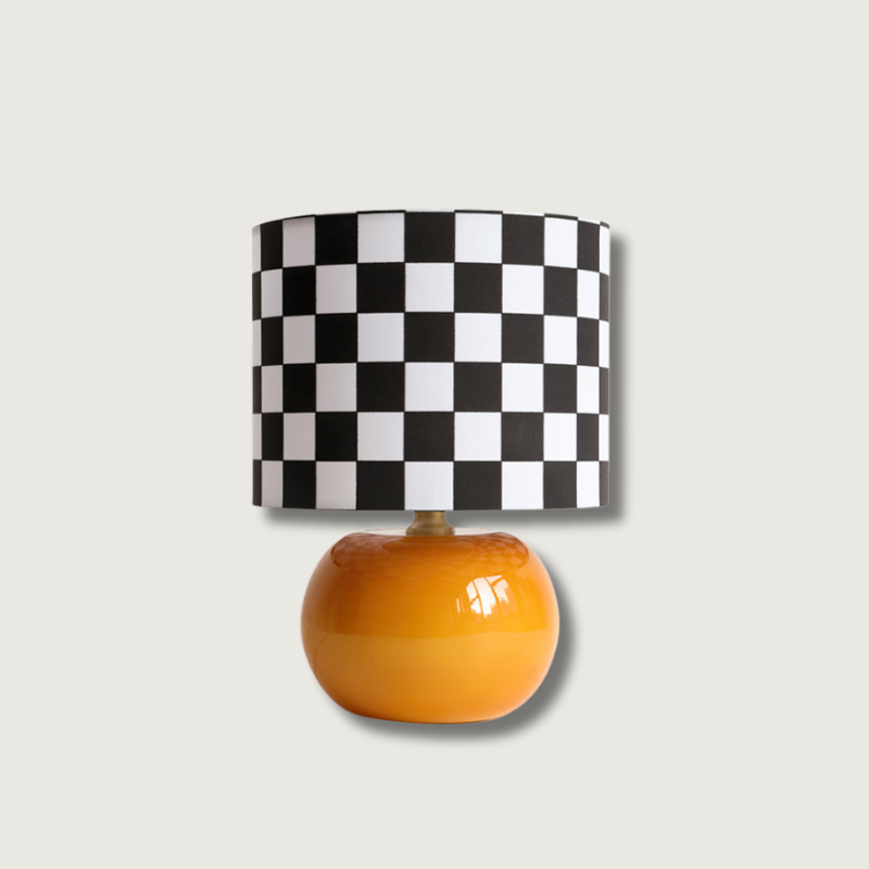 Lampe de Table Géométrique Élégante - Design Unique en Damier et Verre Transparent