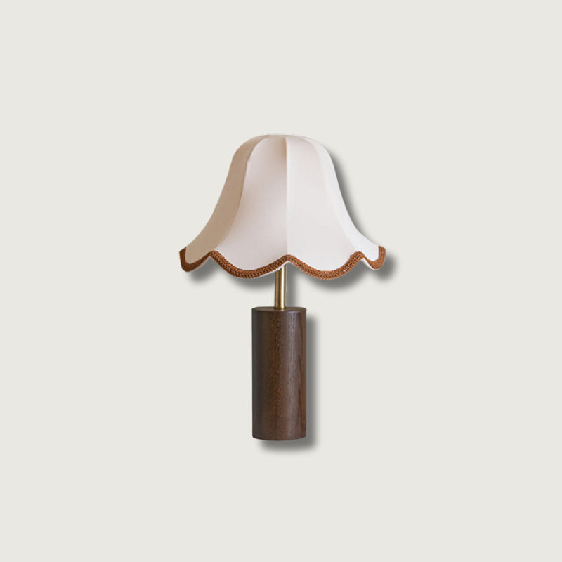 Lampe LED de Table Élégante - Abat-jour en Tissu et Base en Bois