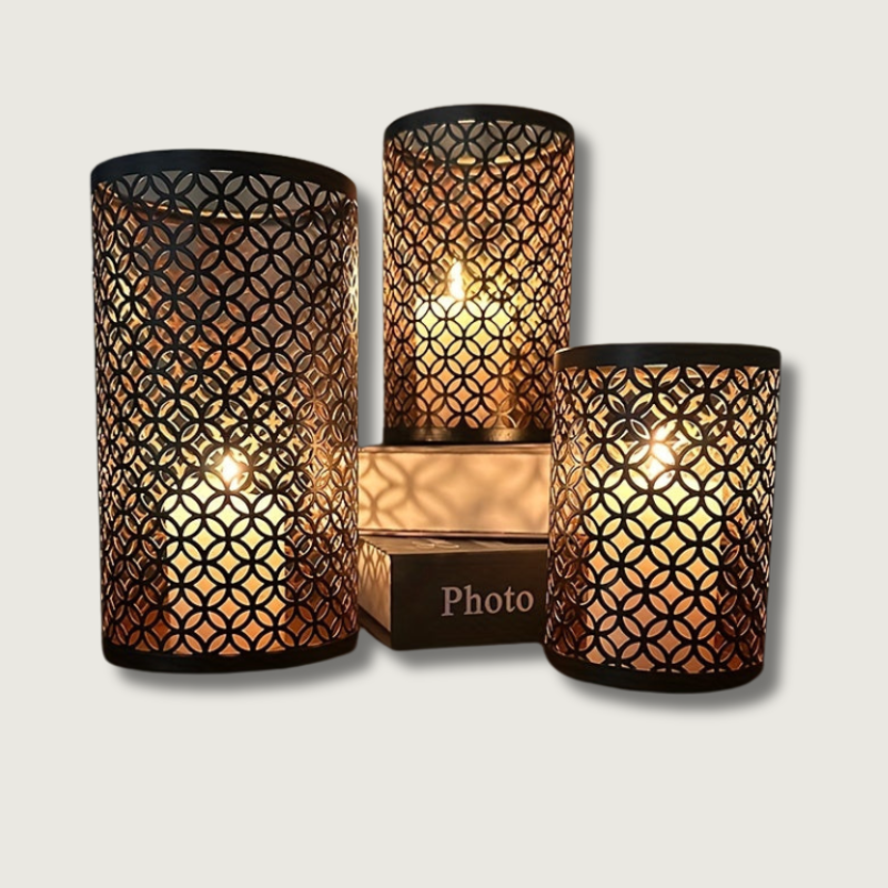 Porte-bougies en Fer Design - Ensemble Élégant de 3 Pièces