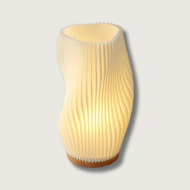 Lampe de Bureau Crème Élégante - Design Plissé et Éclairage Ambiant