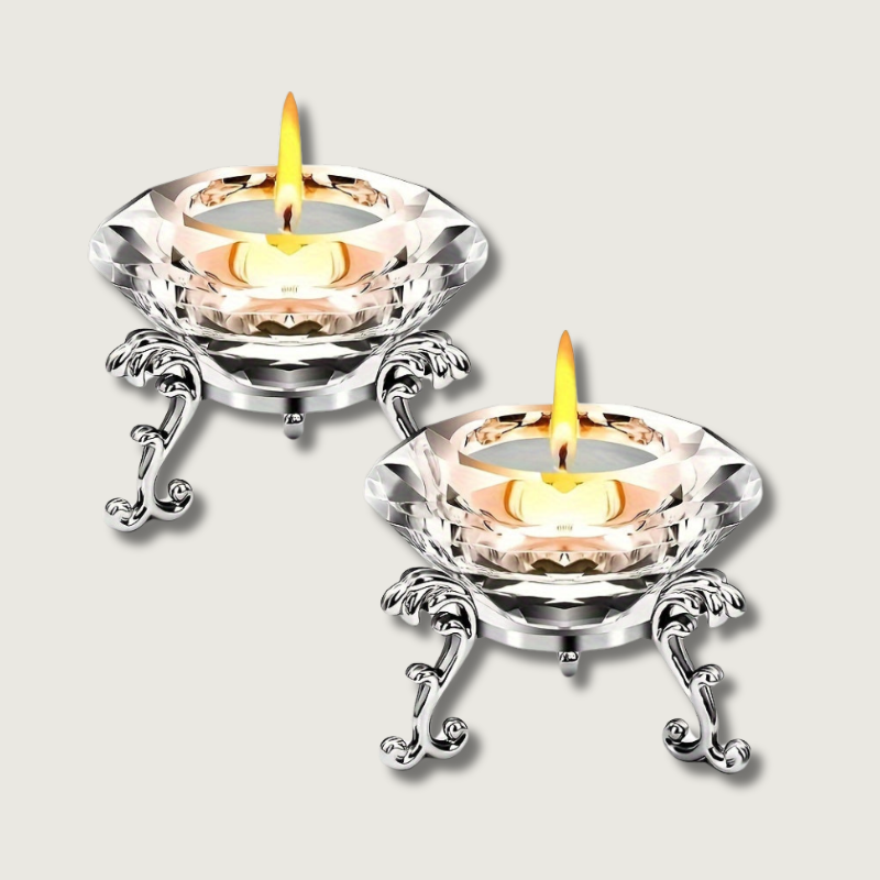 Porte-Bougies en Cristal Transparent - Ambiance Luxueuse et Romantique