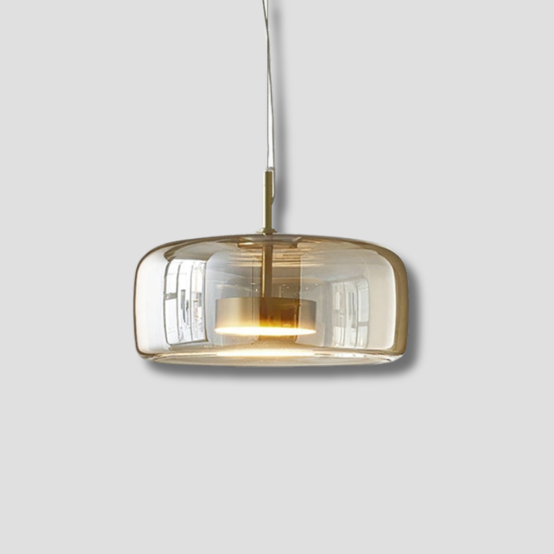 Suspension LED Rétro en Verre Doré - Éclairage Élégant et Écoénergétique
