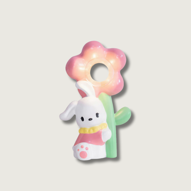 Lampe de Table Lapin et Fleurs - Lueur Douce pour Enfants et Histoires