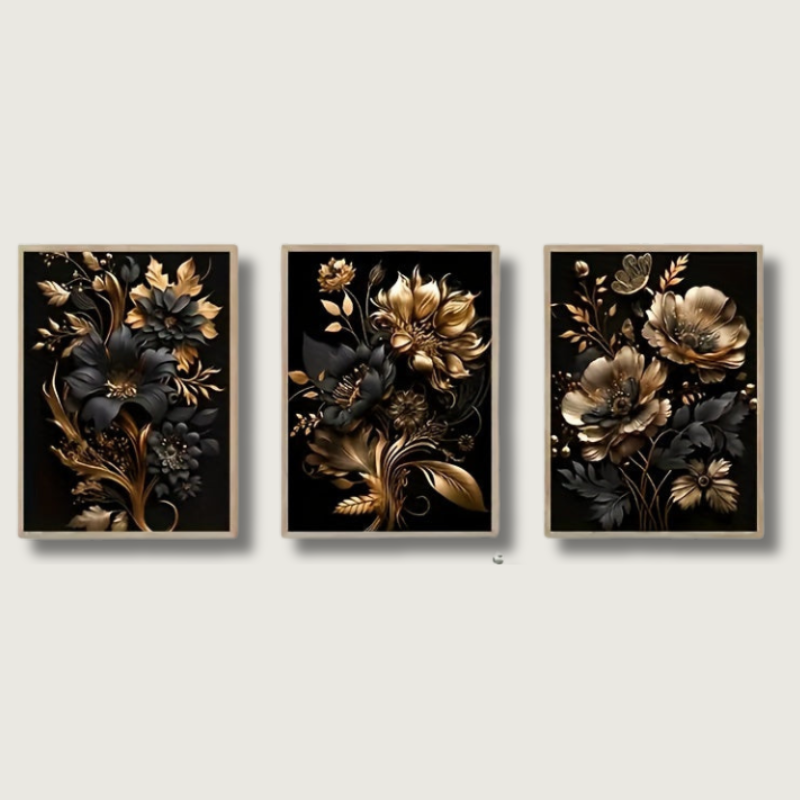 Décor Mural Fleurs Dorées - Projet DIY Élégant et Luxueux