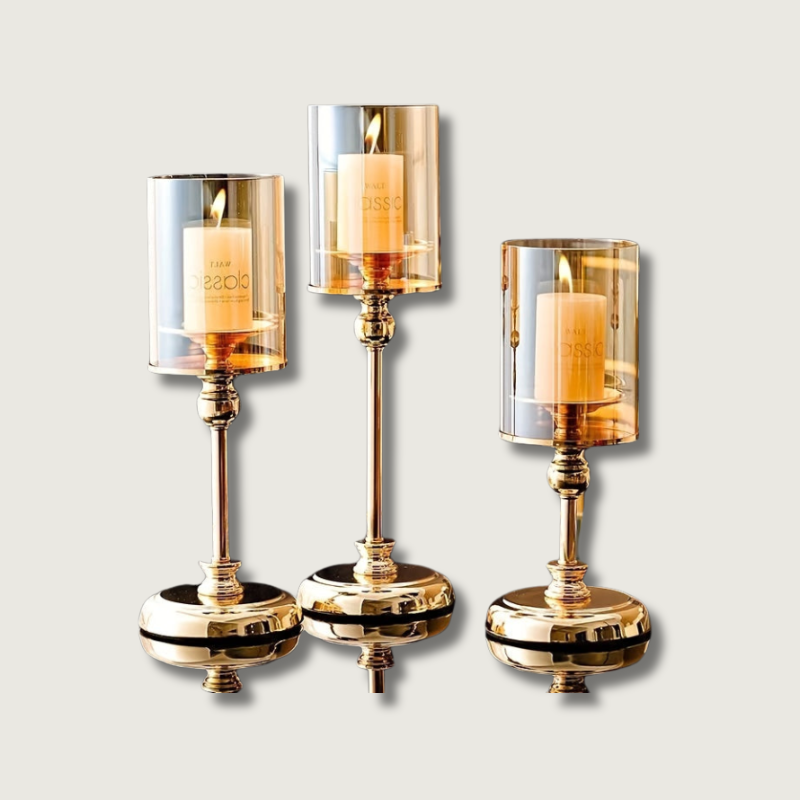 Bougeoirs Rétro Luxe pour Mariages - Élégance Romantique en Métal Durable